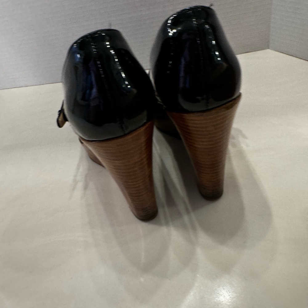 Black Mary Jane Wedge Shoes - Picture 6 of 10
